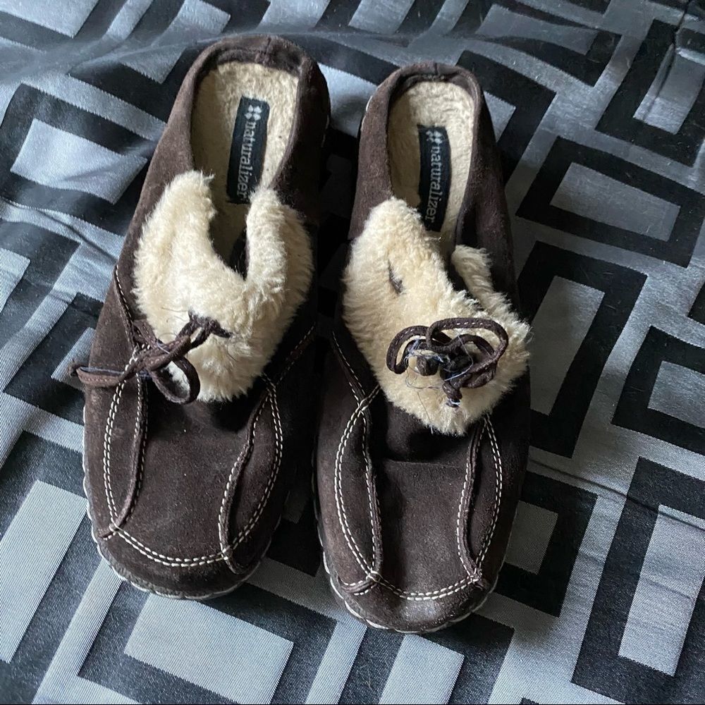 Naturalizer step into Brown with faux fur slip on
